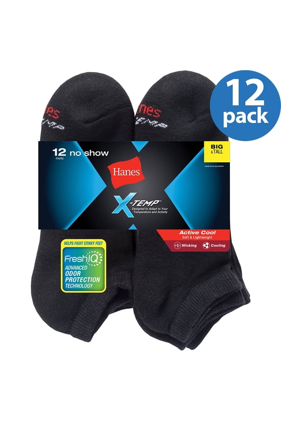 Men's Big & Tall X-Temp No Show Socks 12 Pack
