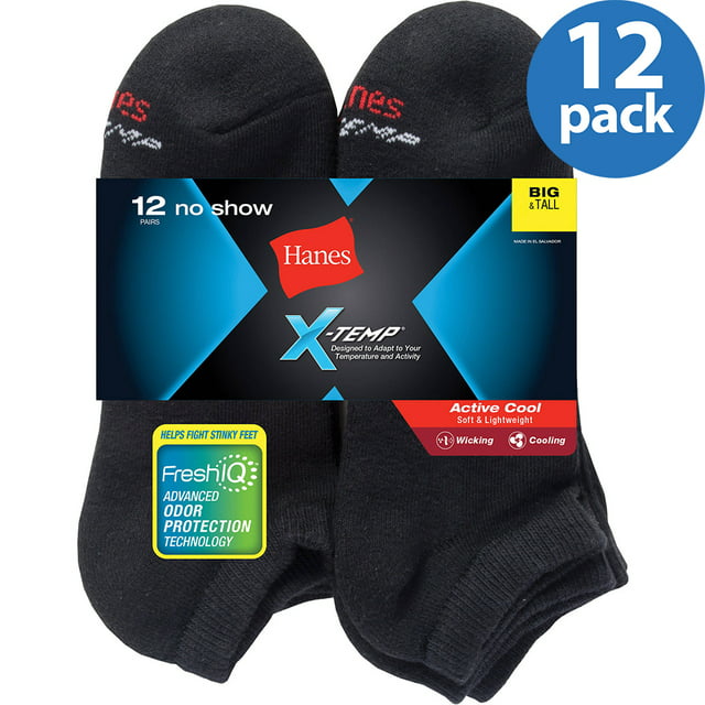 Men's Big & Tall X-Temp No Show Socks 12 Pack - Walmart.com