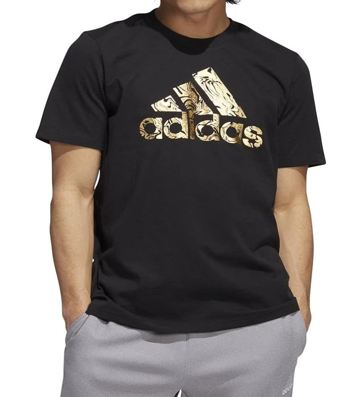 Men's Big & Tall adidas Gold Liquid Foil Badge of Sport Tee Size Large Tall