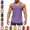 thumbnail image 1 of Men's and Big Tank Top Solid Color Exercise Close Fitting High Resilience Round Neck Fitness Short Sleeved Plus Size Sleeveless Muscle T Shirts Solid Crewneck Athletic Workout A Shirts Tees, 1 of 6