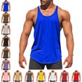 thumbnail image 1 of Men's and Big Tank Top Solid Color Exercise Close Fitting High Resilience Round Neck Fitness Short Sleeved Plus Size Sleeveless Muscle T Shirts Solid Crewneck Athletic Workout A Shirts Tees, 1 of 6
