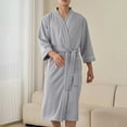 thumbnail image 1 of Men's Big and Tall Bathrobe Cotton V-Neck Cardigan Loose Fit Sleepwear Nightgown, 1 of 5