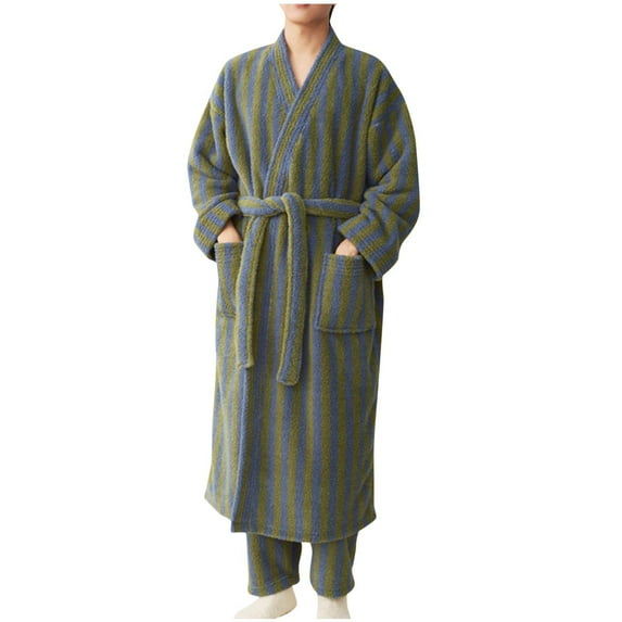 Men's Big and Tall Bathrobe Long Sleeve Cotton Blend Lounge Wear Sleepwear Robe