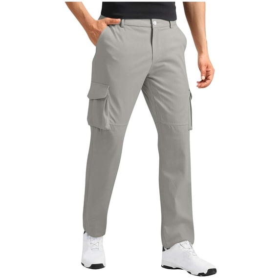 Men's Big and Tall Cargo Pants Solid-Color Casual Multi-Pocket Zipper Button Full Length Pants Fitness Pants Cargo Pants Trousers Gray S