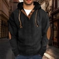thumbnail image 1 of Men's Big and Tall Corduroy Hooded Sweatshirt with Color Block Design and Stand Collar, 1 of 7