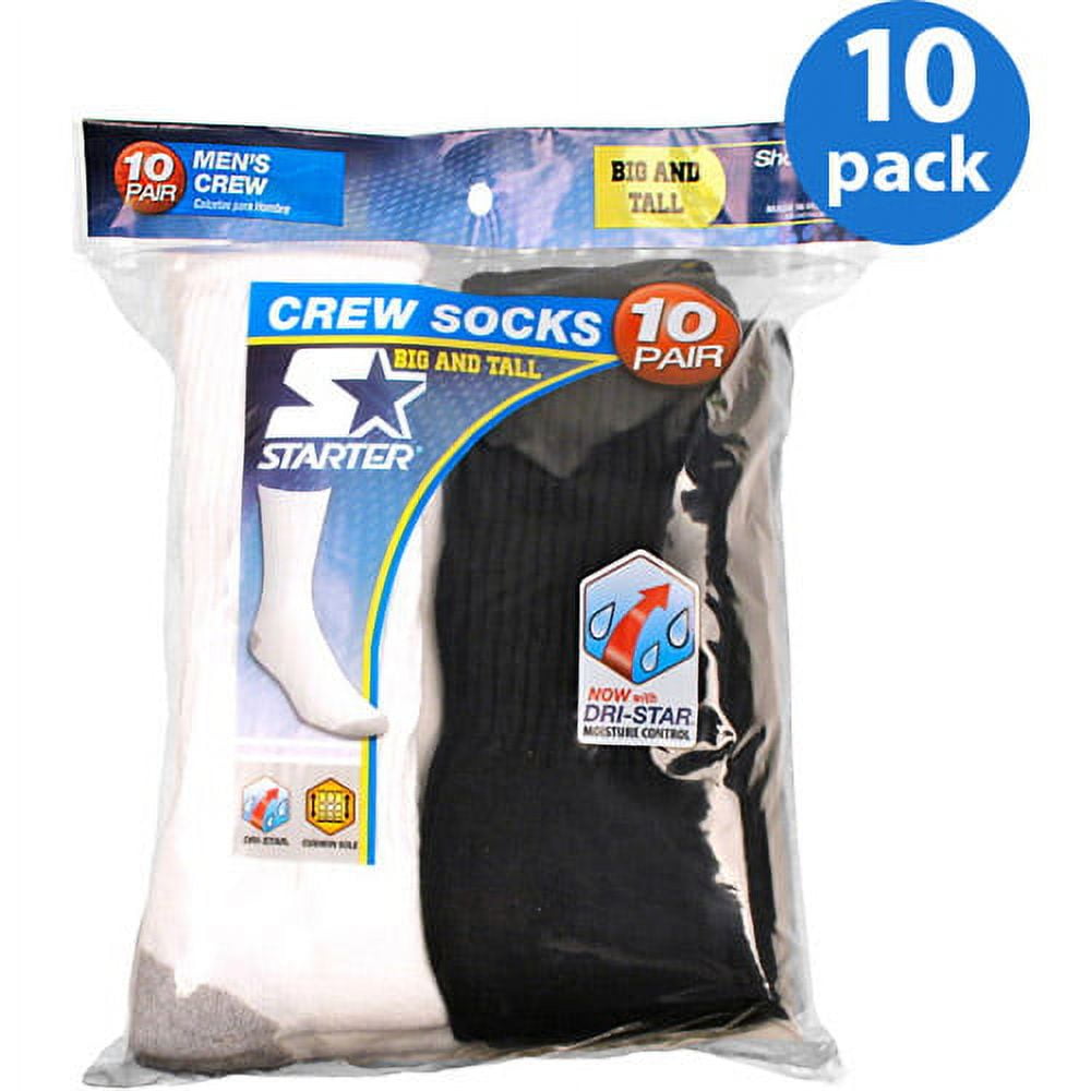 Men's Big and Tall Crew Socks, 10Pack