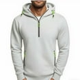 thumbnail image 1 of Men's Big and Tall Hoodie Solid Color Half Zip Multi Pocket Long Sleeve, 1 of 2
