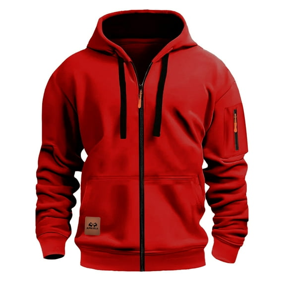 Men's Big and Tall Hoodies with Zipper and Pockets Sweatshirt Solid Sports Leisure