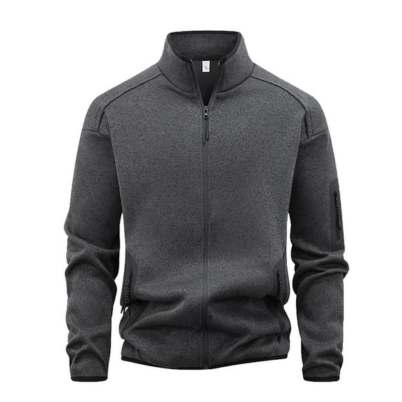 Men's Big and Tall Jacket Solid Color Long Sleeve Stand Collar Zipper Pocket Casual Wear Comfort Fit