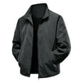 thumbnail image 1 of Men's Big and Tall Lightweight Jacket Solid Color Long Sleeve Turndown Collar Woolen Zipper Pocket Outdoor Comfort, 1 of 8