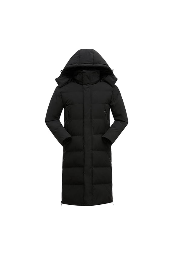 Men's Big and Tall Medium Long Jacket with Detachable Hood and Thick Insulation for Cold Climates