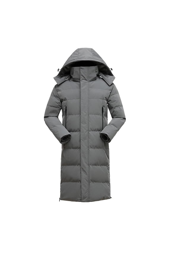 Men's Big and Tall Medium Long Jacket with Detachable Hood and Thick Insulation for Cold Climates