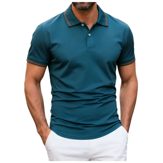 Men's Big and Tall Polo Shirt Extended Sizes Casual Top Sky Blue,M
