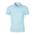 thumbnail image 1 of Men's Big and Tall Polo Shirt Moisture Wicking Quick Dry Golf Shirts Wrinkle-Free Business Casual Short Sleeve Size M-4XL Light Blue, 1 of 8