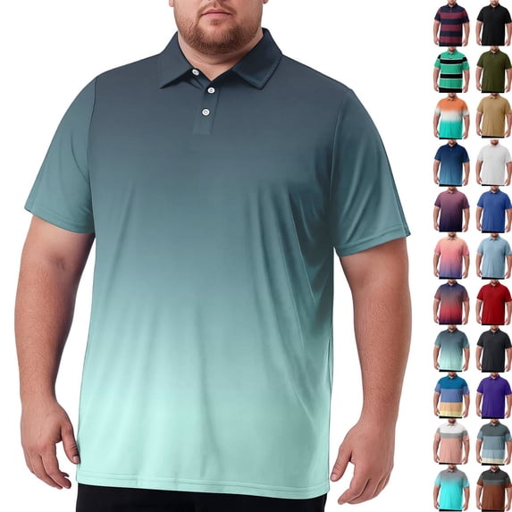 Men's Big and Tall Polo Shirts Casual Work Quick Dry Short Sleeve Collared Golf Shirt