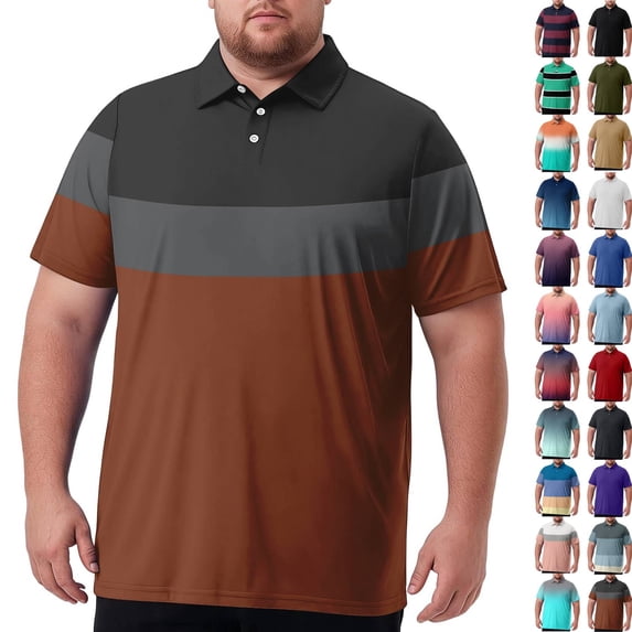 Men's Big and Tall Polo Shirts Casual Work Quick Dry Short Sleeve Collared Golf Shirt