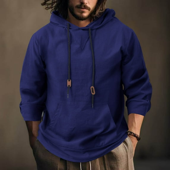 Men's Big and Tall Quarter Zip Hoodie Fleece Lined Warm Casual Pullover