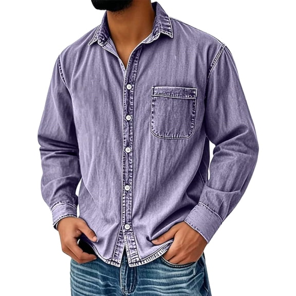 Men's Big and Tall Regular-Fit Long-Sleeve Button-Down Denim Shirt