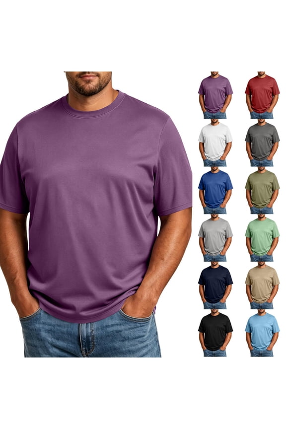 Men's Big and Tall Shirts 4x Mens Big and Tall Shirts Short Sleeve Crew Neck Casual T-Shirt Hipster Hip Hop Longline Tee Shirts Gray 4XL