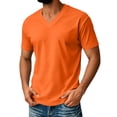 thumbnail image 1 of Men's Big and Tall Shirts Cotton V Neck Plus Size Short Sleeve Soft Casual 2026 Summer Tee Saffron L, 1 of 1