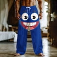 thumbnail image 1 of Men's Big and Tall Smiley Face Sweatpants with Pockets Elastic Waist Loose Fit, 1 of 3