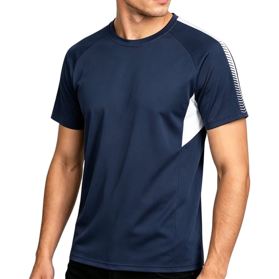 Men's Big and Tall Swim Shirt Short Sleeve UPF 50+ Sun Protection SPF UV Moisture Wicking Lightweight Quick Dry Rash Guard Size M-5XL Dark Blue