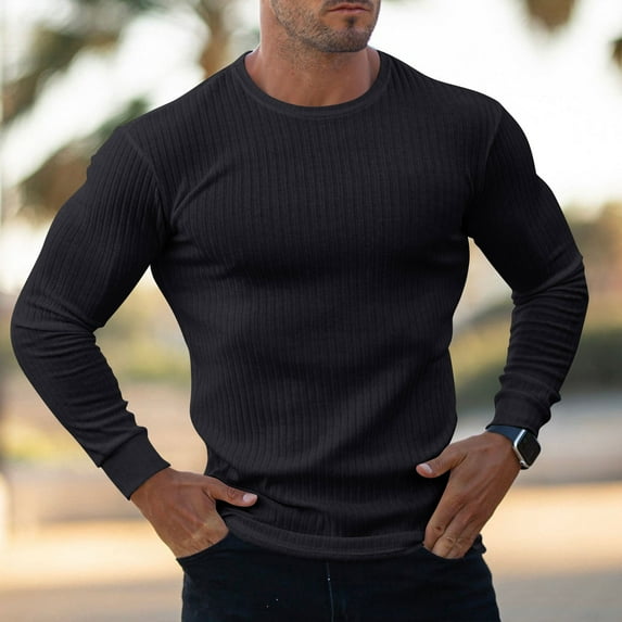 Men's Big and Tall T-Shirts Casual Crew Neck Long Sleeve Tee Shirt Basic Soft Fitted Solid Tops
