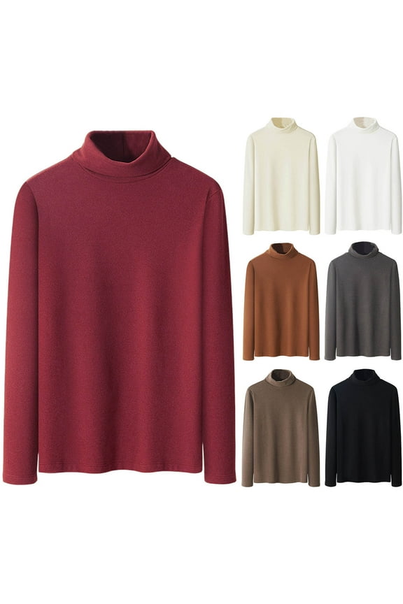 Men's Big and Tall Turtleneck Shirts Long Sleeve Mock Neck Tops Fall Winter Warm Loose Fit Basic Tee