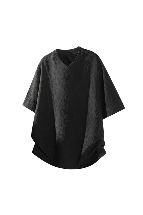 Men's Big and Tall V-Neck T-Shirts – Stretch Cotton Tee for Casual Wear – Sizes M-5XL (Regular & Longer Length) Black