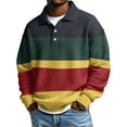 thumbnail image 1 of Men's Big and Tall Waffle Polo Shirt Vintage Color Block Lapel Collar Long Sleeve Polo Shirts, 1 of 3
