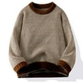 thumbnail image 1 of Men's Big and Tall Winter Sweater Color Block Round Neck Long Sleeve Casual, 1 of 4