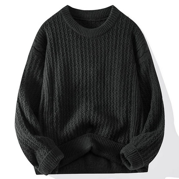 Men's Big and Tall Winter Sweater Solid Color V-Neck Casual Long Sleeve Knit