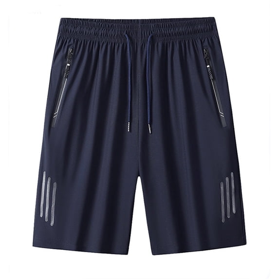 Men's Big and Tall Workout Shorts with Zippered Pockets Basketball Gym Activewear Athletic Quick Dry Cooling Shorts Size M-8XL Dark Blue