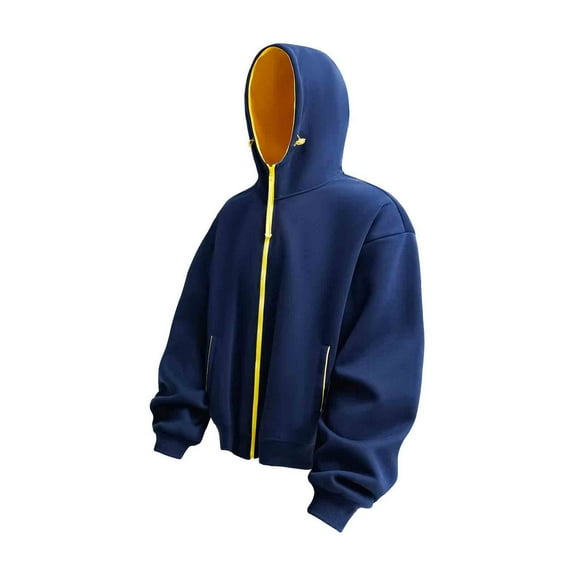 Men's Big and Tall Zip Up Hoodie Solid Color Casual Pocket Long Sleeve
