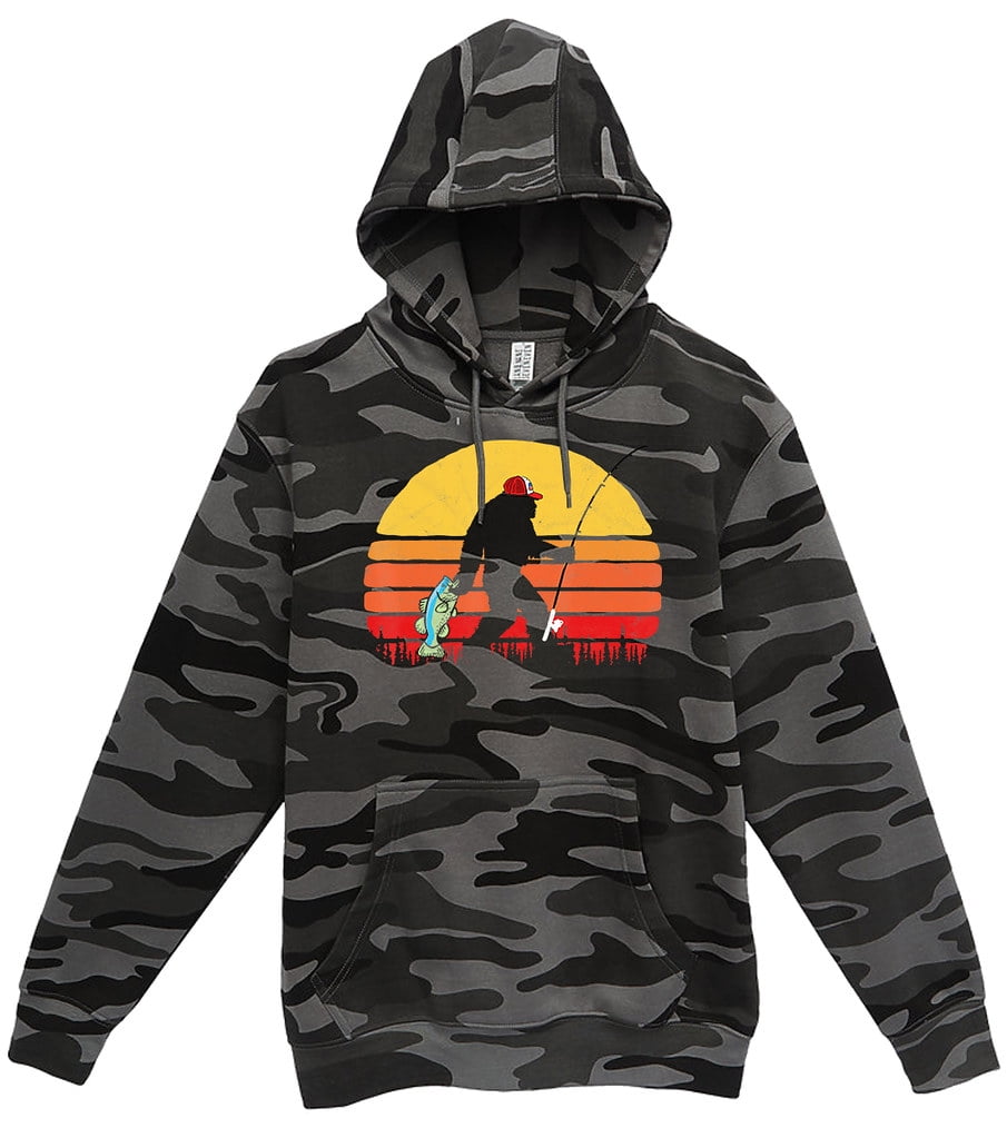 Men's Bigfoot Fishing F24 Black Camo Pullover Hoodie Medium
