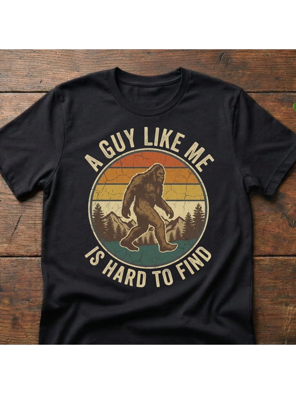 Men’s Bigfoot Graphic Short Sleeve T-Shirt, A Guy Like Me Is Hard To Find Funny Retro Sasquatch Tee,Men Clothing