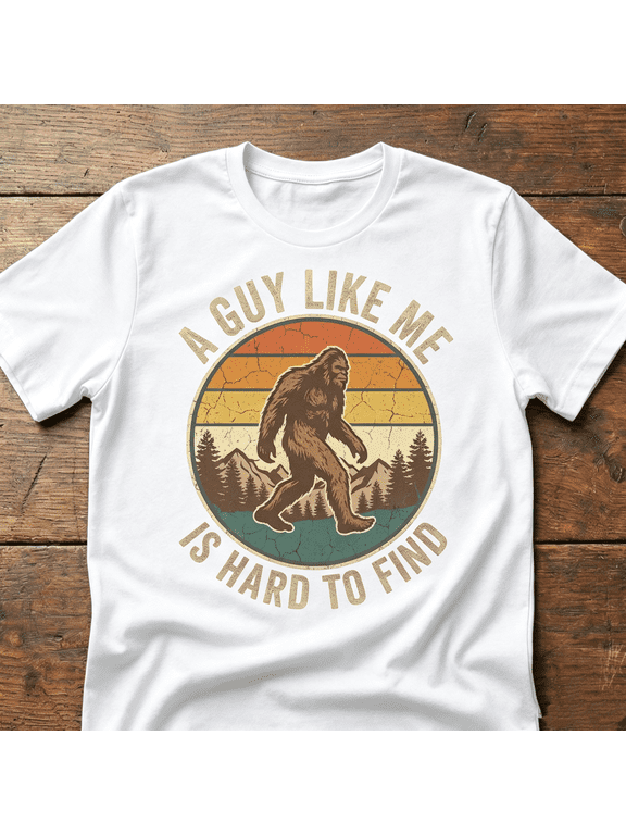 Men’s Bigfoot Graphic Short Sleeve T-Shirt, A Guy Like Me Is Hard To Find Funny Retro Sasquatch Tee,Men Clothing