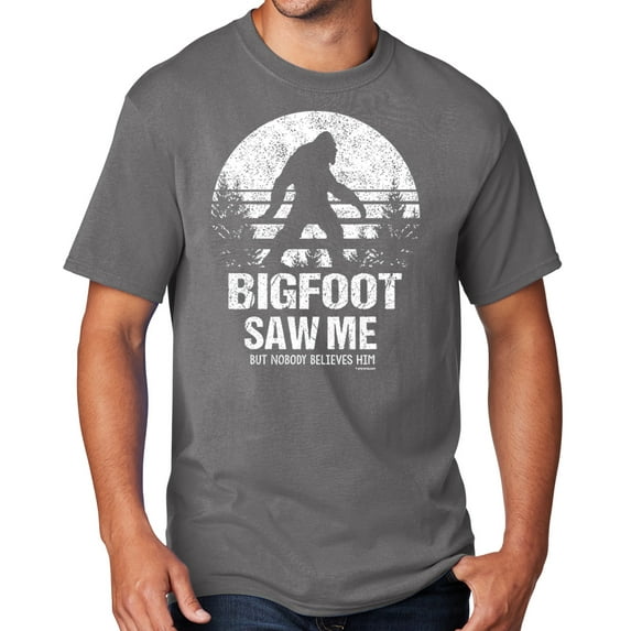 Men's Bigfoot Saw Me Funny Sasquatch T-shirt, 2XL MD Gray - TALL