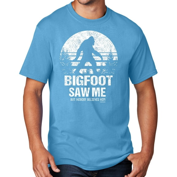 Men's Bigfoot Saw Me Funny Sasquatch T-shirt, 3XL Aqua Blue