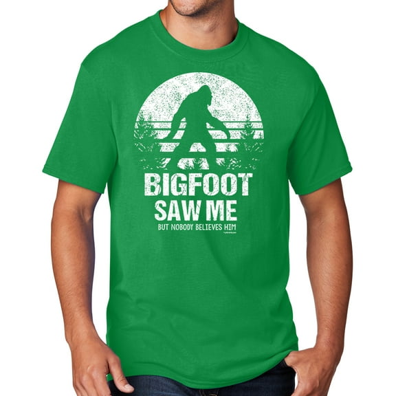 Men's Bigfoot Saw Me Funny Sasquatch T-shirt, 3XL Clover Green - TALL