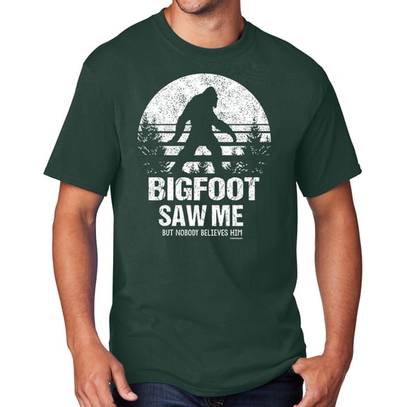 Men's Bigfoot Saw Me Funny Sasquatch T-shirt, 3XL Dark Green