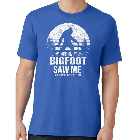 Men's Bigfoot Saw Me Funny Sasquatch T-shirt, 3XL Royal Blue