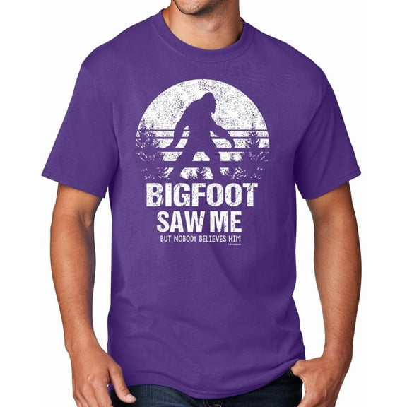 Men's Bigfoot Saw Me Funny Sasquatch T-shirt, 3XL Team Purple - TALL