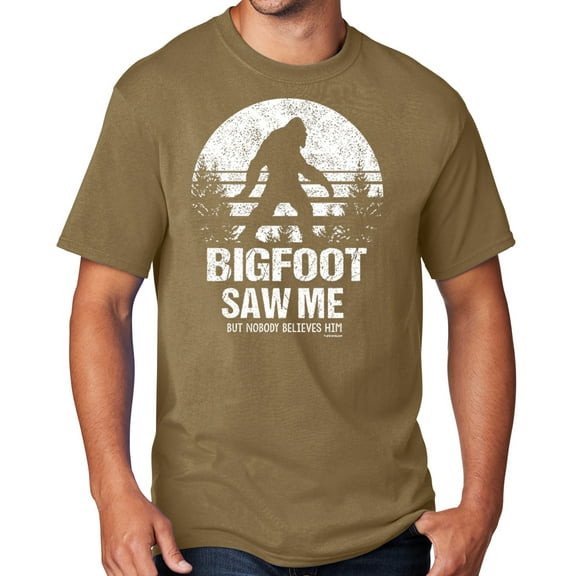 Men's Bigfoot Saw Me Funny Sasquatch T-shirt, 4XL Coyote Brown - TALL