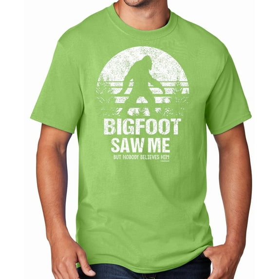 Men's Bigfoot Saw Me Funny Sasquatch T-shirt, 5XL Lime Green