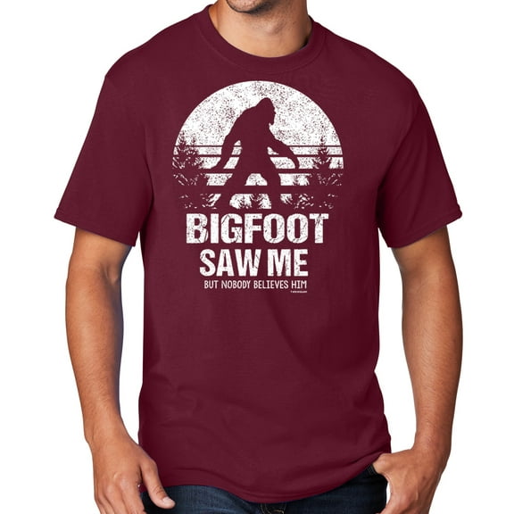 Men's Bigfoot Saw Me Funny Sasquatch T-shirt, XL Cardinal Red