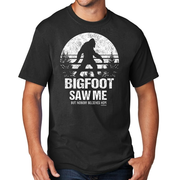 Men's Bigfoot Saw Me Funny Sasquatch T-shirt, XL Jet Black