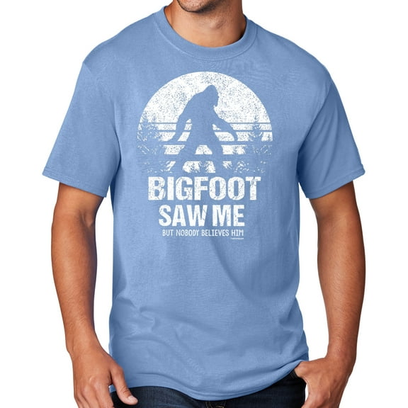 Men's Bigfoot Saw Me Funny Sasquatch T-shirt, XL Light Blue - TALL