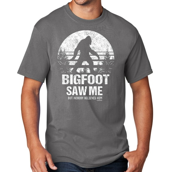 Men's Bigfoot Saw Me Funny Sasquatch T-shirt, XL MD Gray