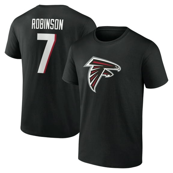 Men's Bijan Robinson Black Atlanta Falcons Icon Name & Number T-Shirt